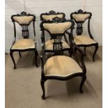 Four Edwardian chairs with harp back and pad feet