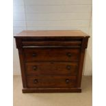 A mahogany chest of drawers (H106cm W107cm D53cm)