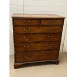 Chest of drawers two over four drawers with inlay (H120cm W110cm D53cm)