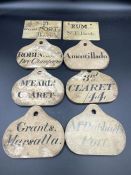 A set of eight late 19th Century wine cellar labels.