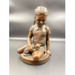 Charles Parks: Girl with Cat 1974 Limited Edition Bronze by The Franklin Mint