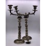 A Pair of silver plated candlesticks a/f