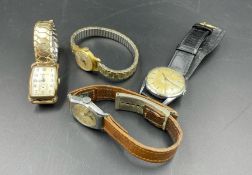 Four Vintage watches Tissot Visodate, Bulova, Roamer, Tischhauser Ruti.