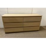 Six drawer, low chest of drawers (H80cm W162cm D48cm)