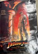 Indiana Jones and The Temple of Doom poster poster signed by Steven Spielberg and George Lucas