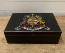 A Painted box bearing the Raubenolt crest