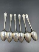 A selection of six Georgian hallmarked silver spoons.