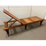 A Victorian adjustable mahogany Berger steamer bed on six short turned legs