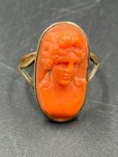 An antique cameo ring with untested gold setting.