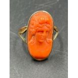 An antique cameo ring with untested gold setting.