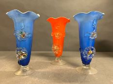 A trio of encased glass vases (H22cm)