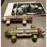 Two original space 1999 Dinky toys with crew photos from the estate of George Gibbs, double Oscar