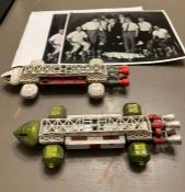 Two original space 1999 Dinky toys with crew photos from the estate of George Gibbs, double Oscar