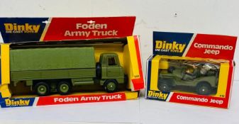 Two boxed Dinky army vehicles, Foden Army Truck and Cammando Jeep