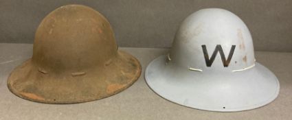 Two WWII Tin Brodie Helmets