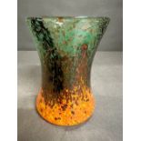 A Monart Art Deco vase, amber, yellow and green with copper adventuring C1930's (H16cm)Condition