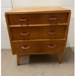 A Mid Century teak chest of drawers (H85cm W76cm D46cm)