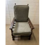 An oak barley twist morris chair