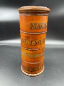 A Mauchline ware cylindrical spice tower