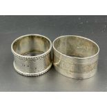 Two hallmarked silver napkin rings.