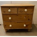 Two over two pine chest of drawers (H85cm W88cm D49cm)