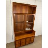 A Nathan side unit with glazed display and cupboard under (H194cm W104cm D45cm)