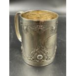 A small silver tankard 7cm H by William Mammatt & Son hallmarked for Sheffield 1899 (Total Weight