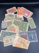 A small selection of collectable bank notes, different countries and denominations