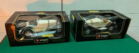 Two Burago model cars, boxed