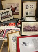 A selection of military memorabilia including photos, newspaper, records, menus from Windsor Castle