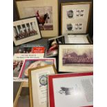 A selection of military memorabilia including photos, newspaper, records, menus from Windsor Castle