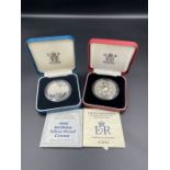 90th Birthday silver proofcrown and Coronation 40th Anniversary silver proof crown.