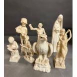 Seven alabaster ornaments (H29cm)