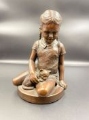 Charles Parks: Girl with Cat 1974 Limited Edition Bronze by The Franklin Mint