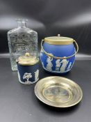 A selection of Wedgewood Jasperware and silver-plated tray