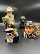 Four character jugs and busts