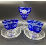 Thomas Webb Cameo Glass ,intaglio decorated with Matt finish. Wine Goblet 13.5 H & a pair of match