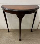 A mahogany Demi Lune side table with string inlay (H72cm W76cm)