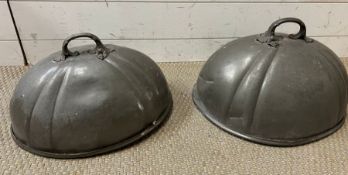 Two pewter cloches or domes