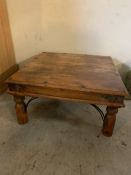 A hard wood square coffee table (H39cm Sq79cm)