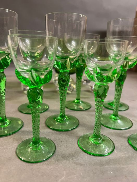 A selection of 60's clear and green glass - Image 6 of 8