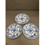 Three blue and white Delft plates