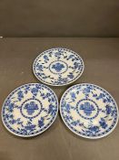 Three blue and white Delft plates