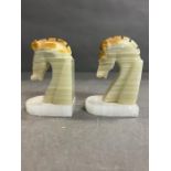 Two onyx horse head bookends