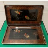 Two lacquerware trays (Largest 60cm x 35cm) (smaller one AF)