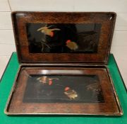 Two lacquerware trays (Largest 60cm x 35cm) (smaller one AF)