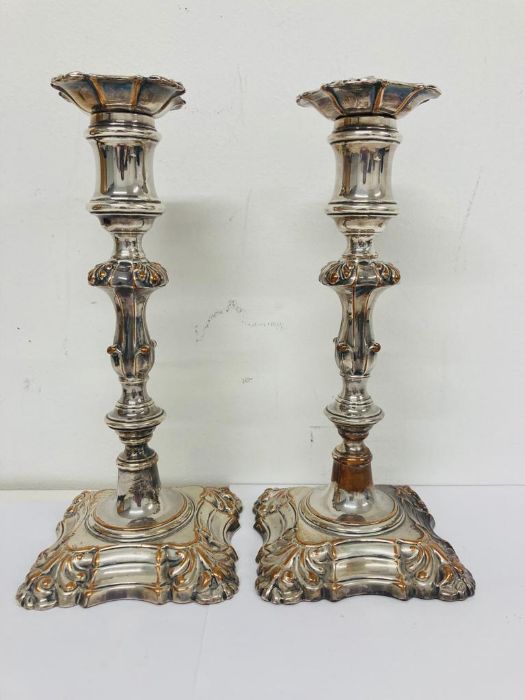 Two silver plate candlesticks