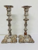 Two silver plate candlesticks