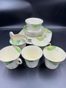 A selection of Art Deco china tea set with daisy pattern.