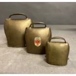 Three vintage cow bells